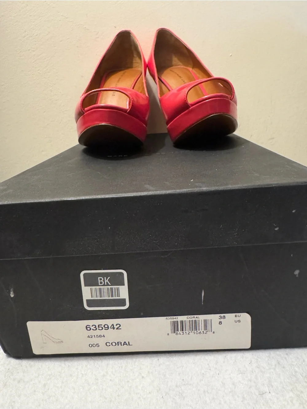 Marc by Marc Jacobs Coral Patent Leather Peep Toe Platform Pumps - Size 8